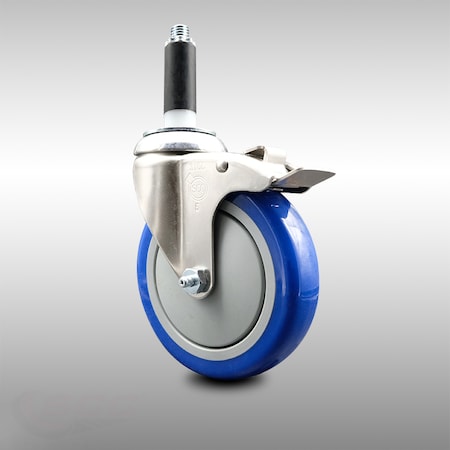 Service Caster 5 Inch 316SS Blue Poly Swivel 7/8 Inch Expanding Stem Caster Lock Brake SCC SCC-SS316TTLEX20S514-PPUB-BLUE-78